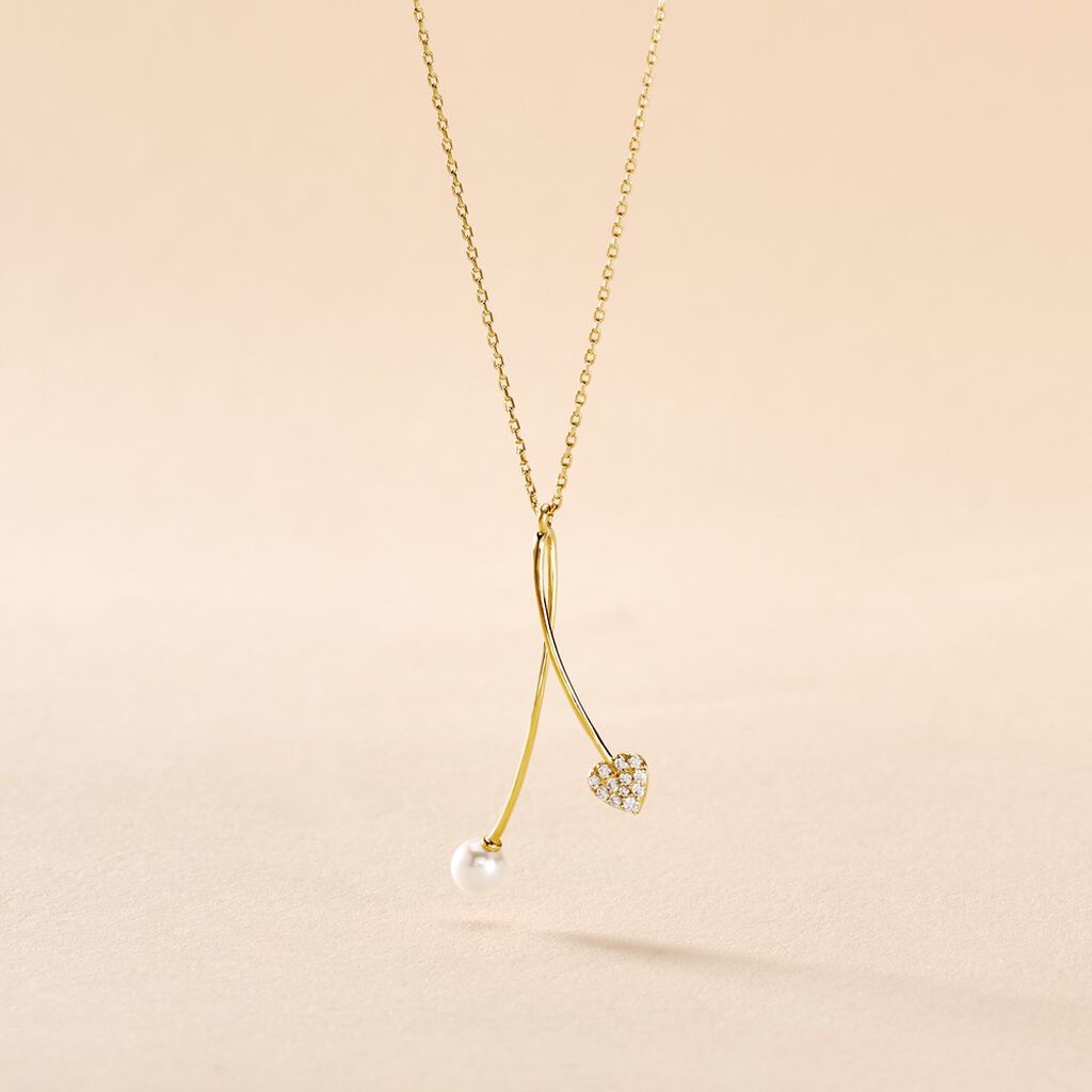 Collier Lucija Or Jaune Perle De Culture Et Oxyde De Zirconium