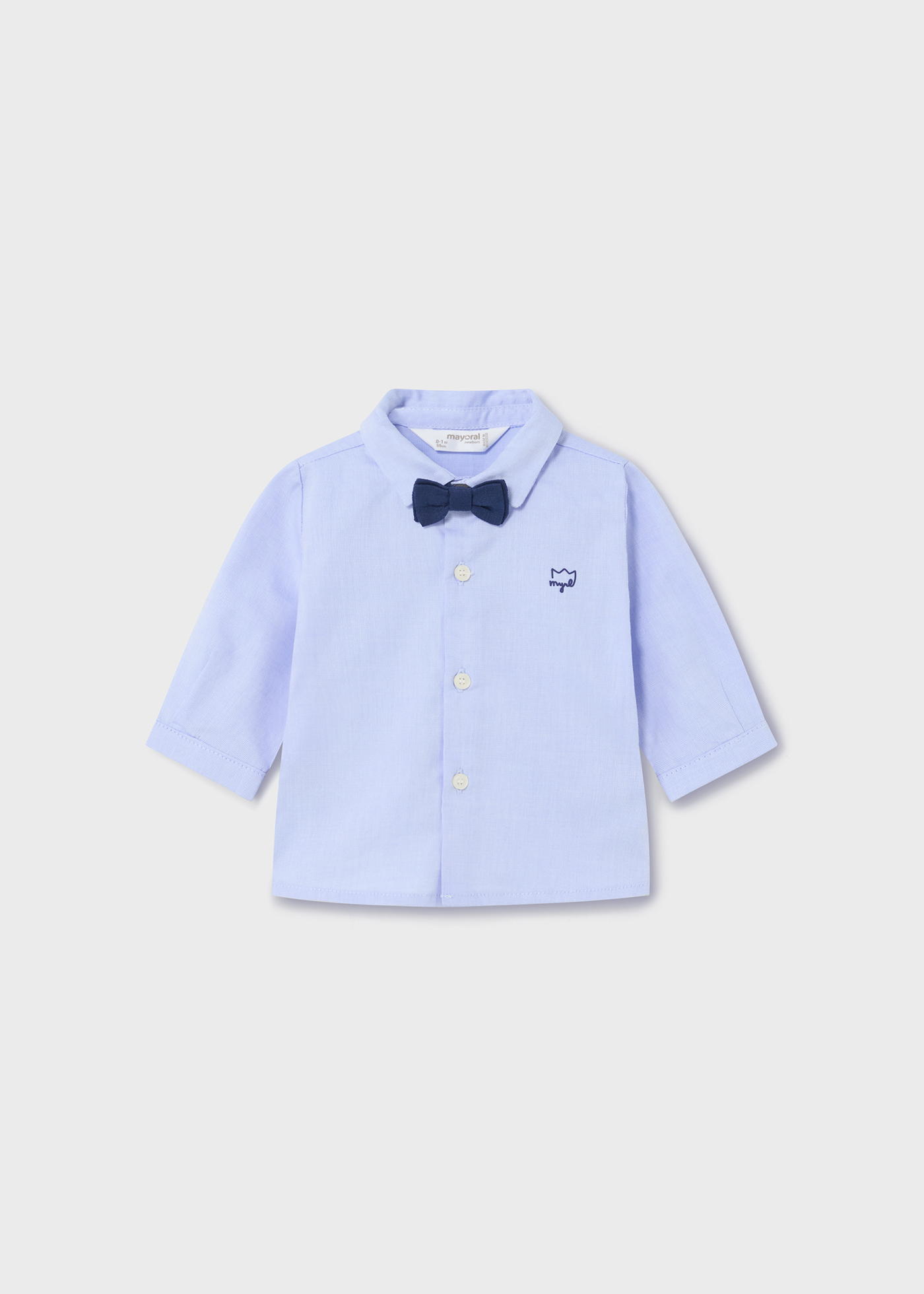 Camisa branca Better Cotton para recém-nascido com gravata borboleta