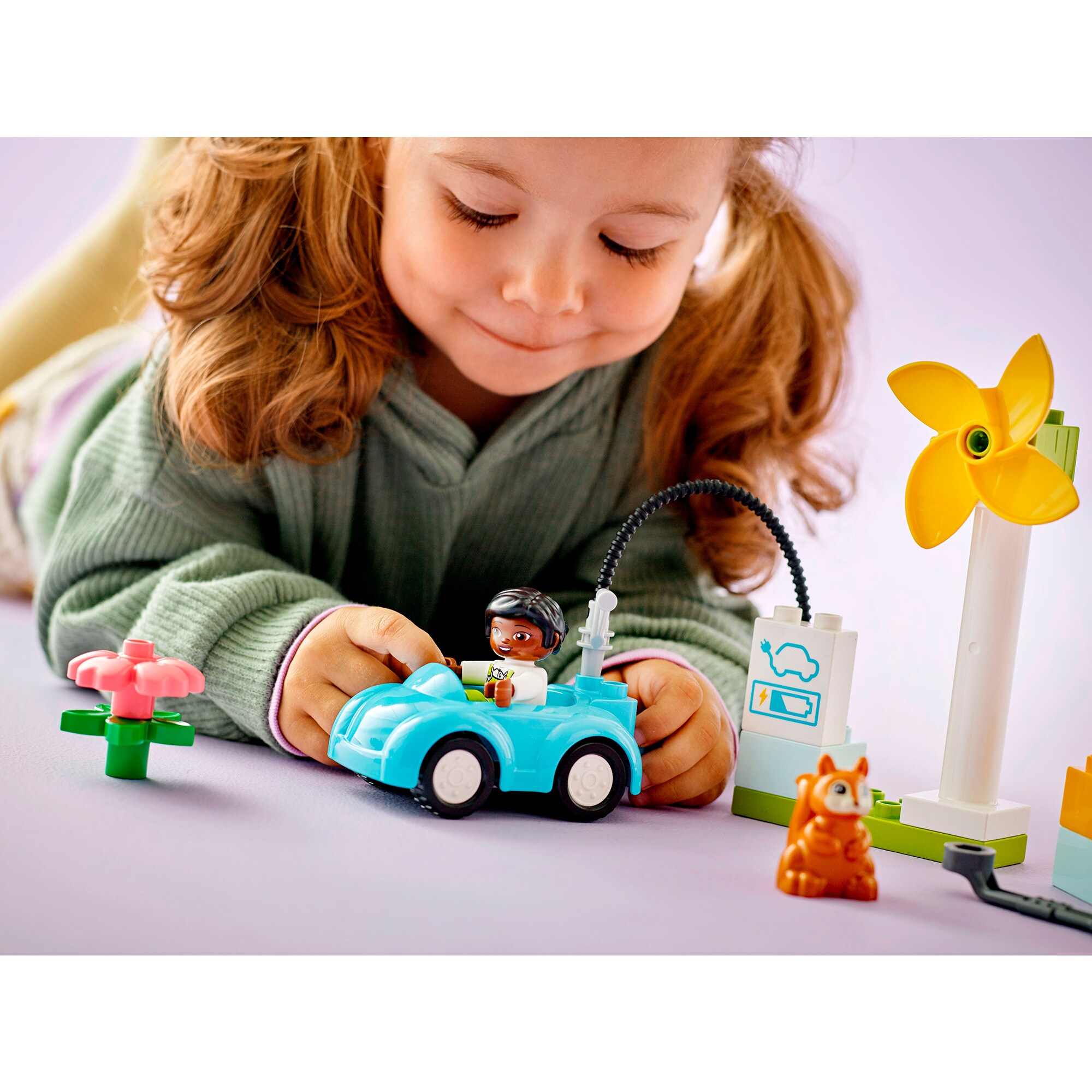 LEGO Konstruktionsspielzeug DUPLO Windrad und Elektroauto