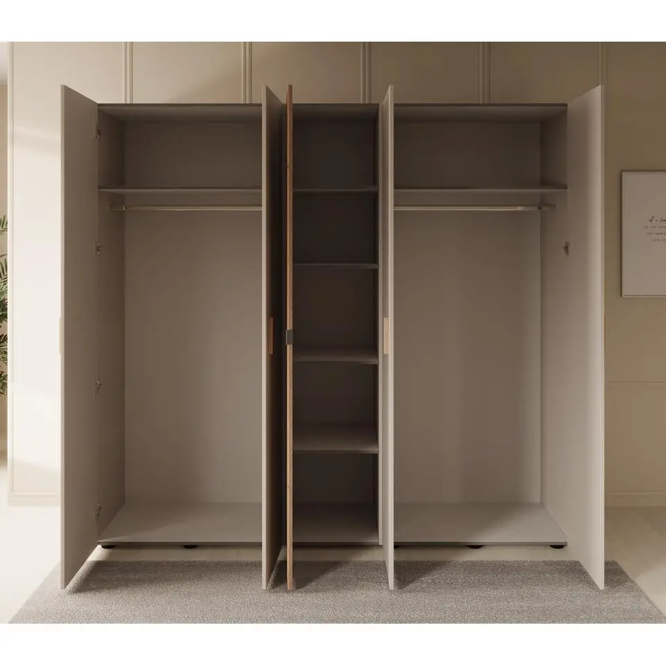 Meubella - Kledingkast Bahia - Beige - 224 cm - Met spiegel