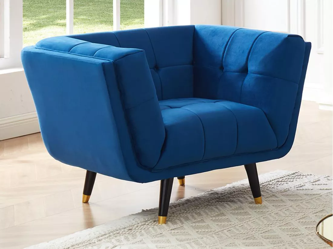 Fauteuil SAMANTHA II en velours - Bleu nuit