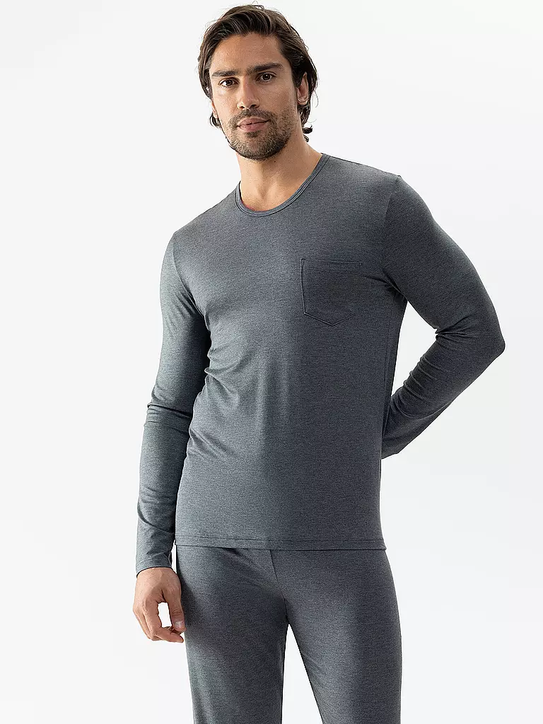 MEY Pyjama Langarmshirt JEFFERSON quartz melange grau