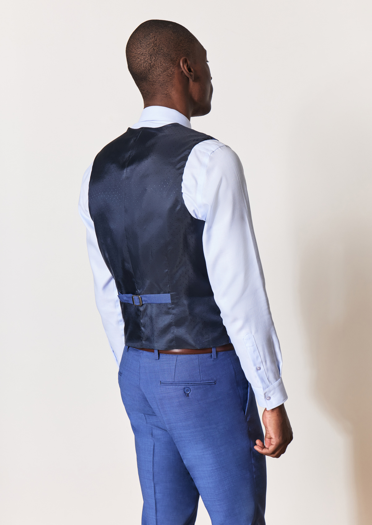 Gilet de costume en laine unie bleu cobalt