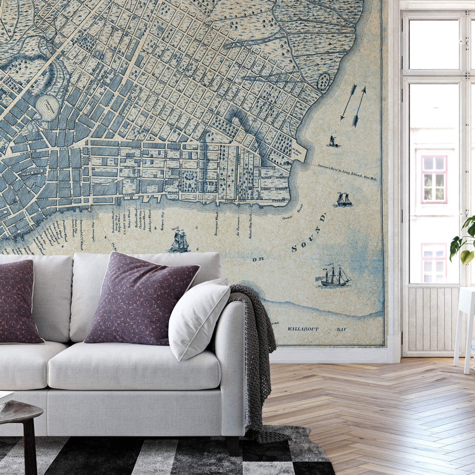 Fototapete DESIGNWALLS 2.0 - blau-weiß - New York - 2,6 Meter