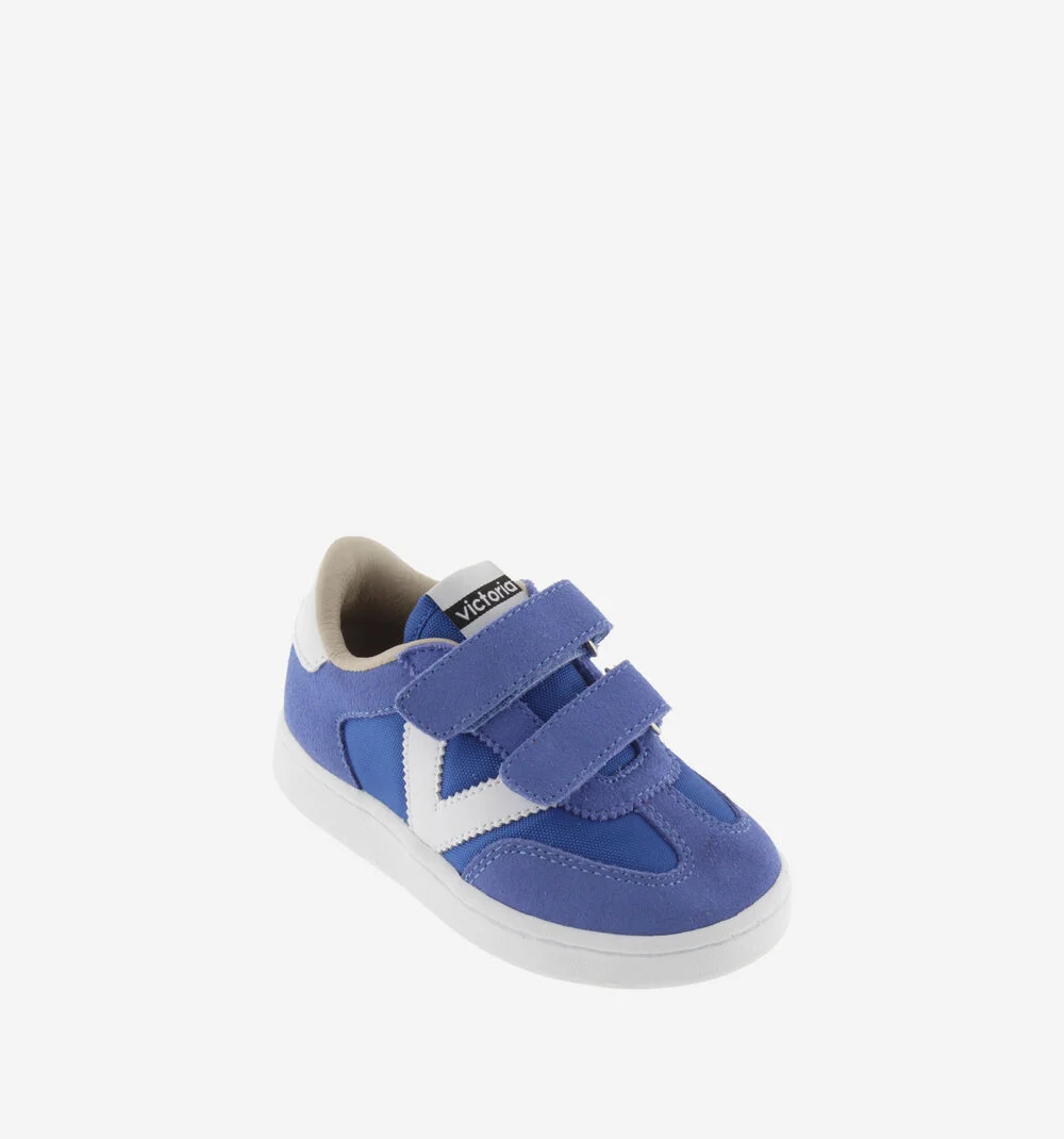 MILLAS BRIDES NYLON ET CUIR FENDU Baskets monochromes pour enfant AZUL