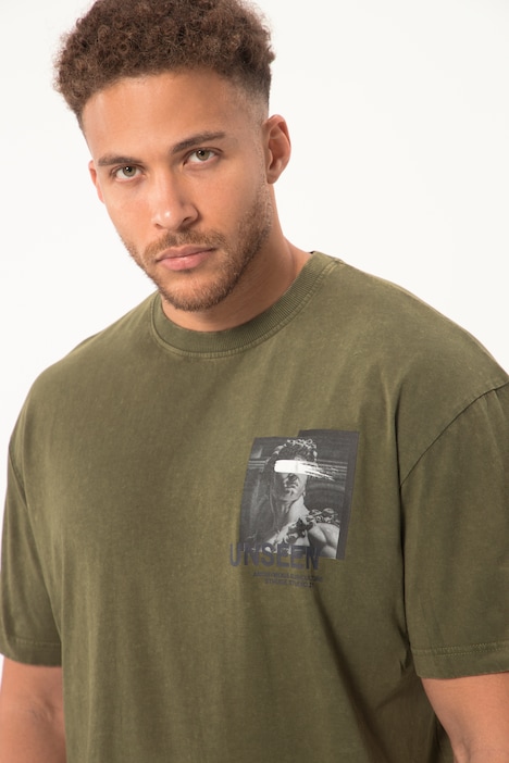 STHUGE T-Shirt, Halbarm, oversized, acid washed, Rückenprint, bis 8 XL