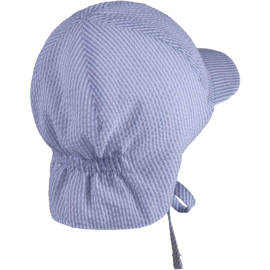Sterntaler Schirmmütze mit Nackenschutz gestreift himmelblau