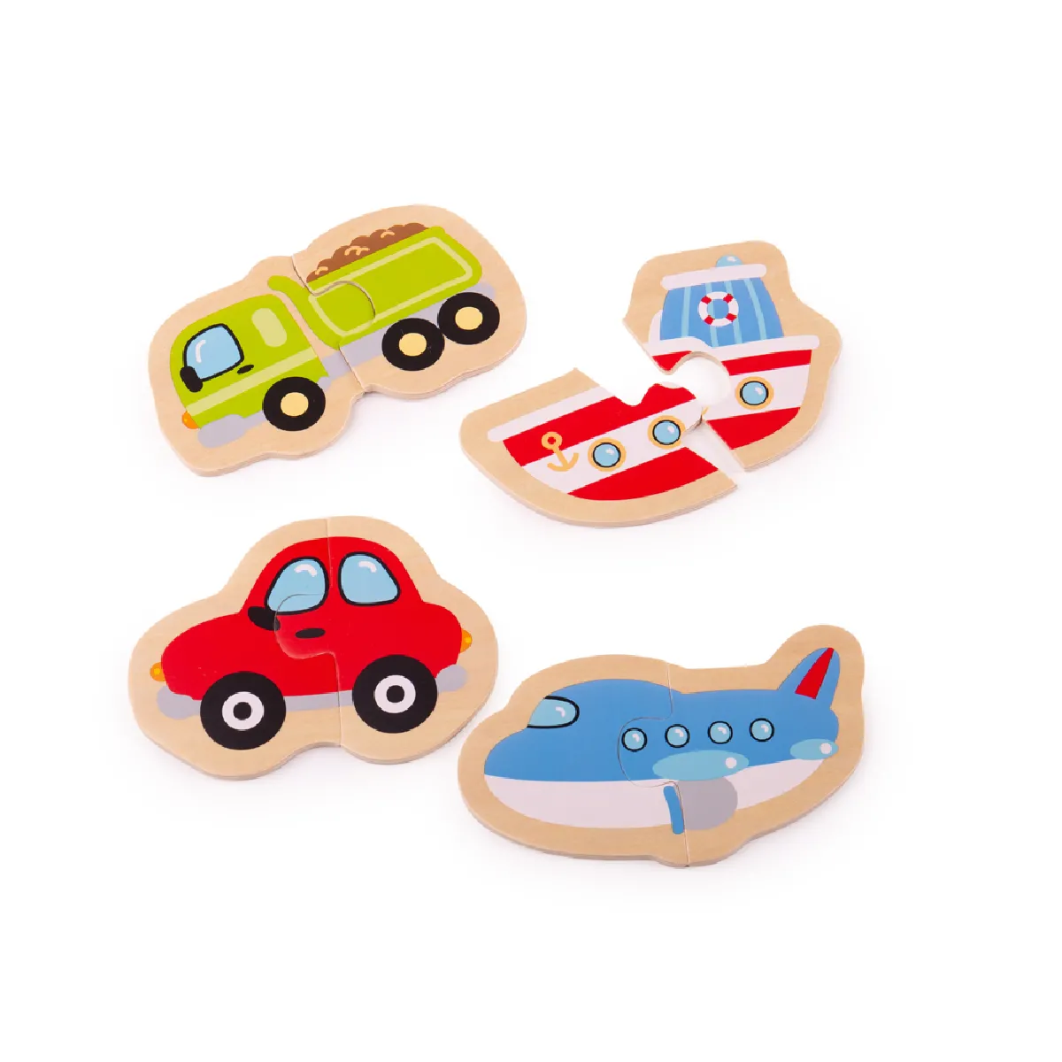 Bigjigs Toys Puzzle Transports 4 x 2 pièces