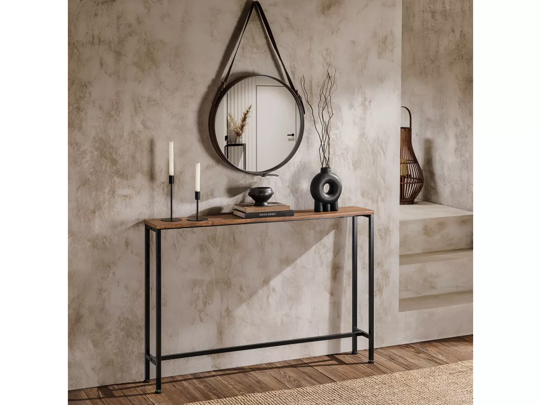 FSB19-XL-N Table Console Table d'appoint Bout de canapé Cadre et 4 Pieds en Fer