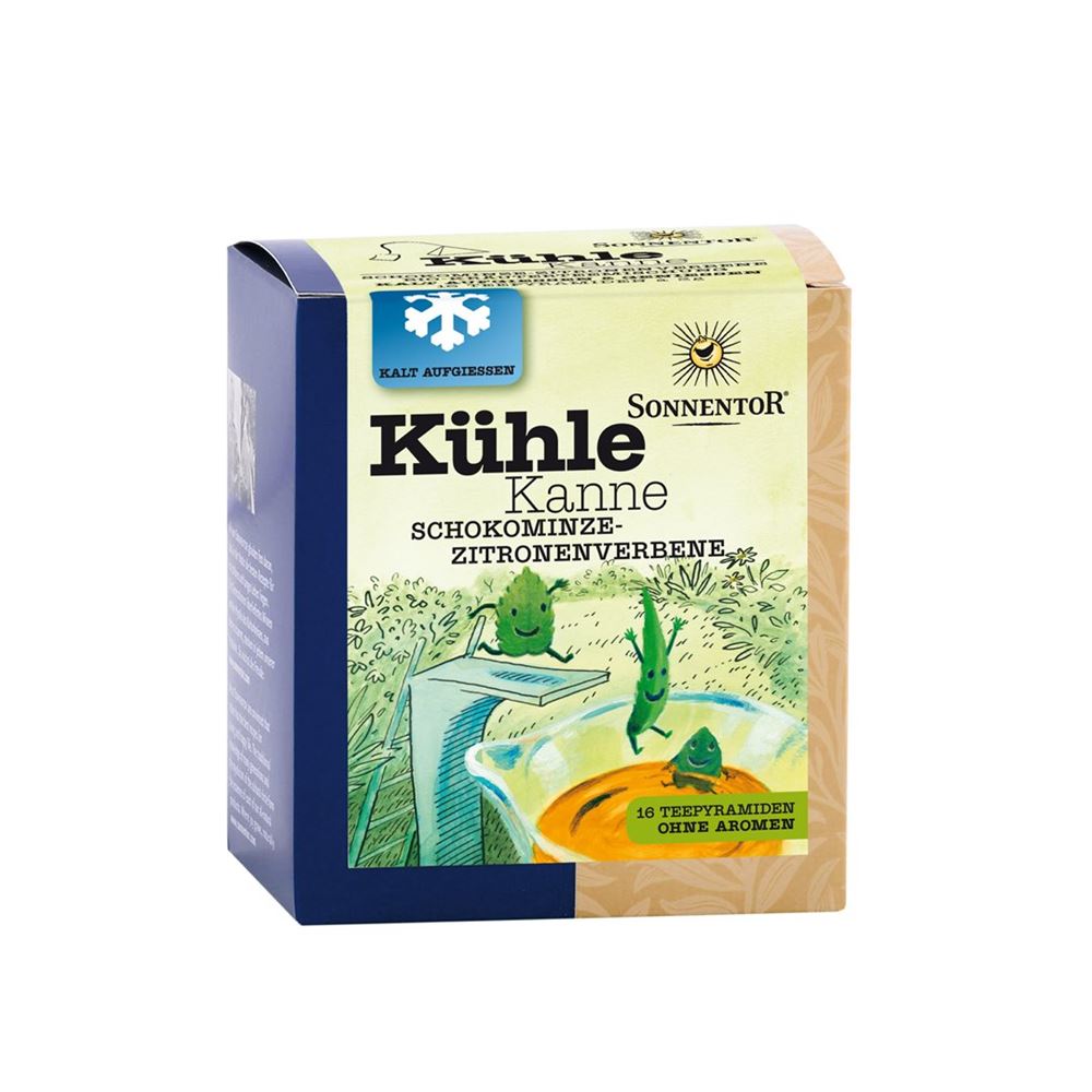 SONNENTOR Kühle Kanne Teepyramiden<br>16 Stück, Beutel, TEES, Schokominze-Zitronenverbene BIO