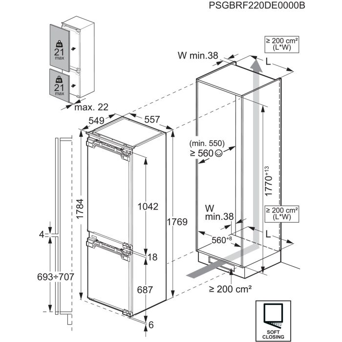 AEG Einbau Kühl-Gefrier-Kombination Serie 7000 TSC7M181EC - Festtür