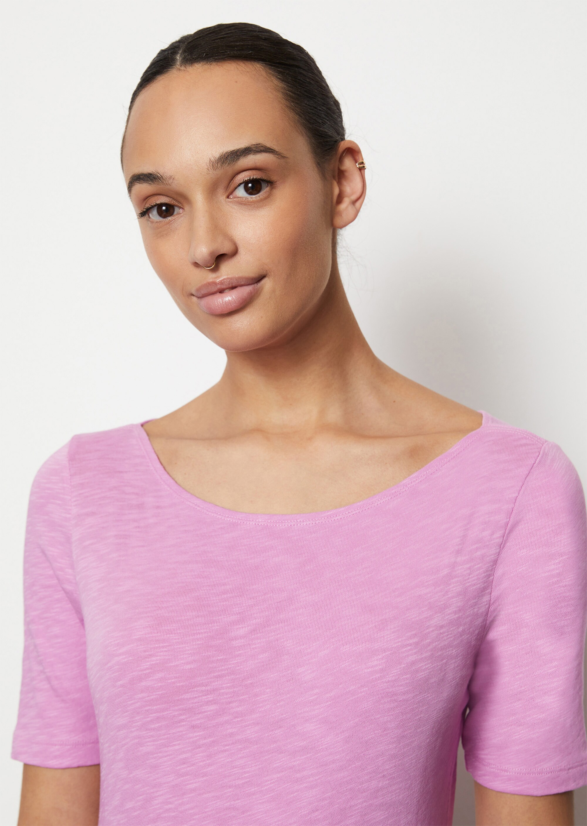 U-Boot-T-Shirt regularaus softem Slub-Jersey