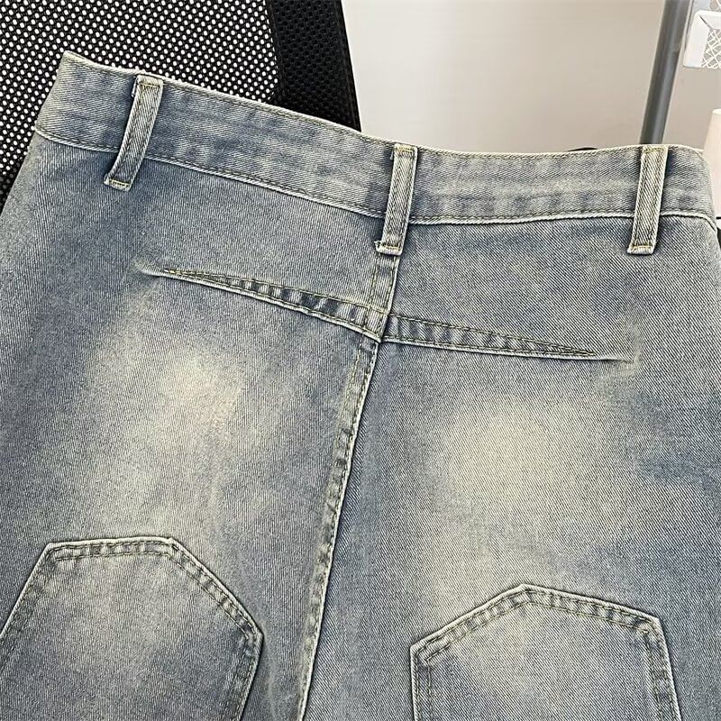 Ateso - Mid Rise Applique Washed Denim Shorts