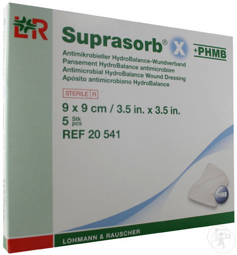 Lohmann & Rauscher Suprasorb X + PHMB Pansement HydroBalance Antimicrobien 9x9cm 5 Pièces (20541)