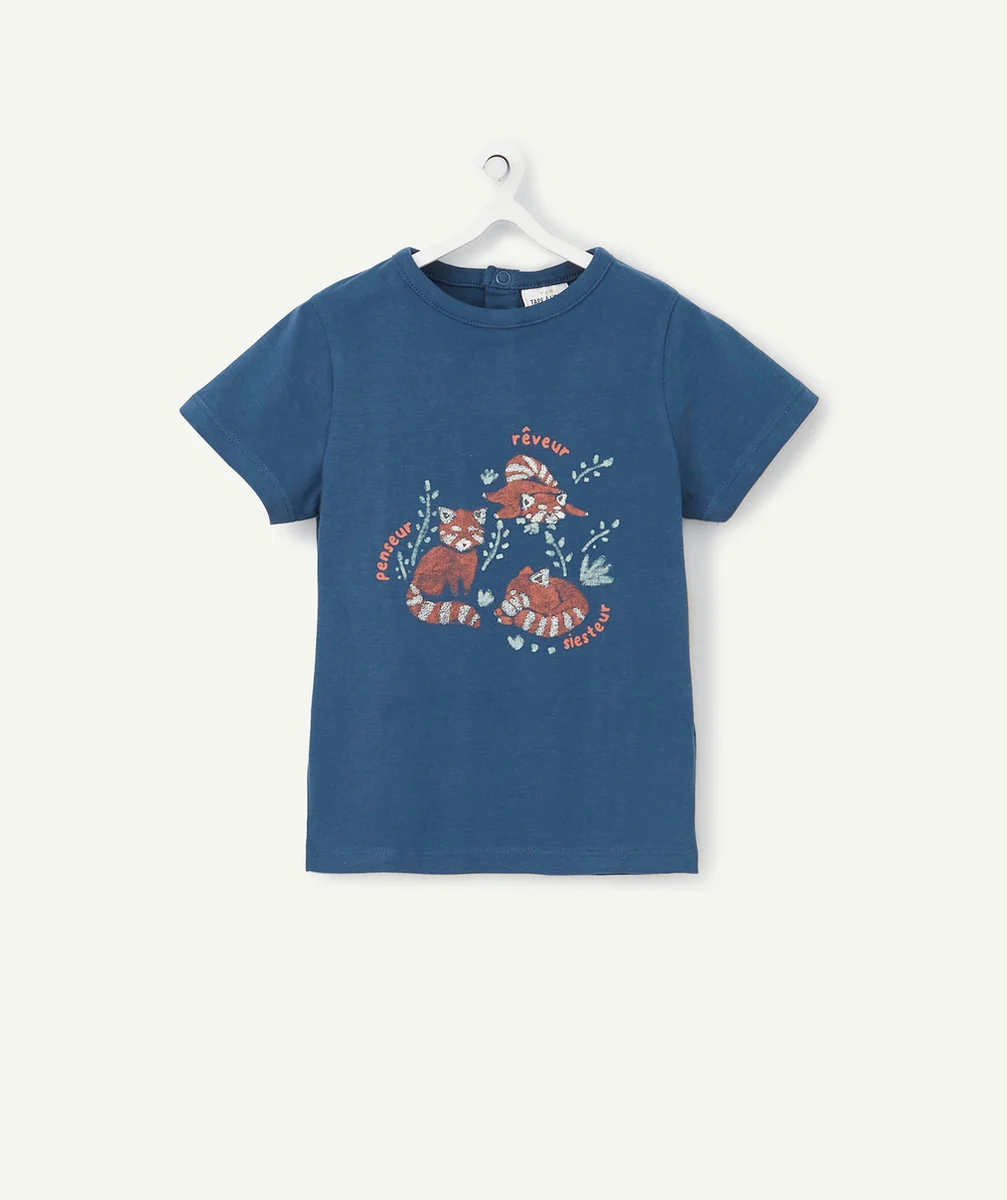 LE T-SHIRT BLEU MARINE EN FIBRES RECYCLÉES AVEC FLOCAGE RENARD