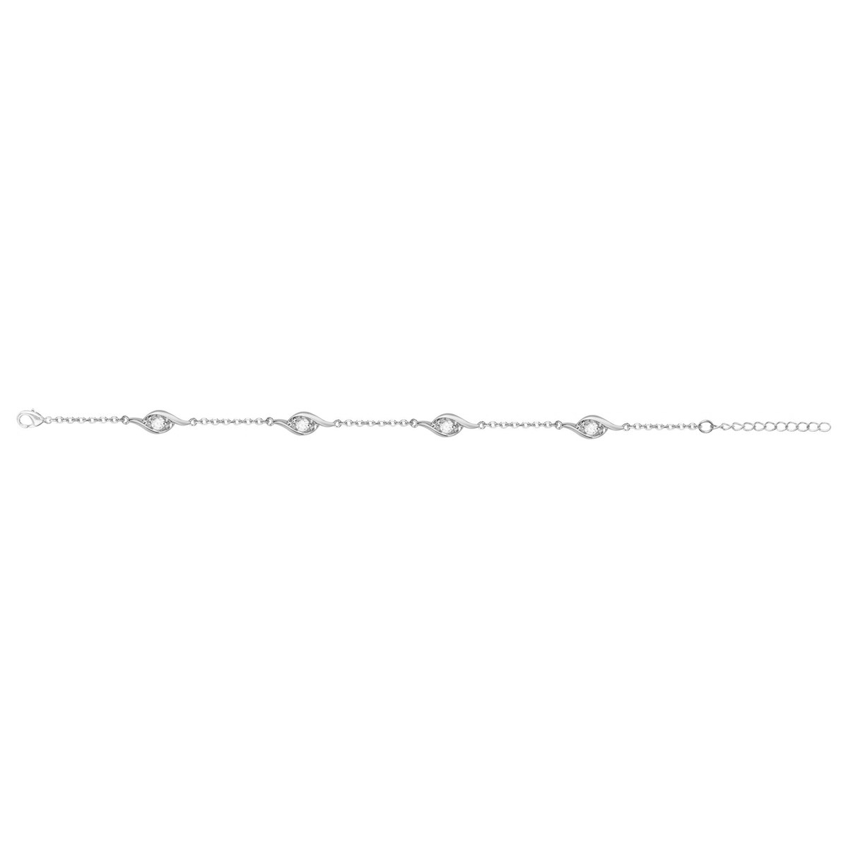 Bracelet souple multi-motifs en Argent avec oxyde de zirconium blanc