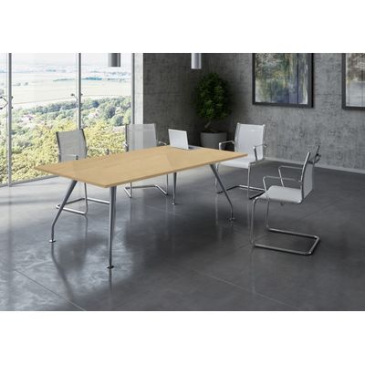 Table de réunion PLAZA - L200 x H72 x P90 - Pieds métal - Plateau hêtre