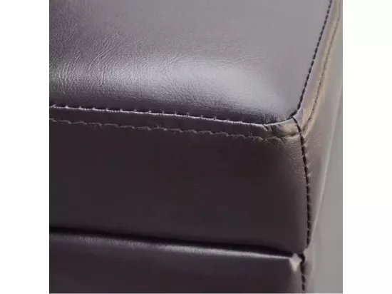 Banquette coffre capitonnée similicuir brun Mandai 118cm