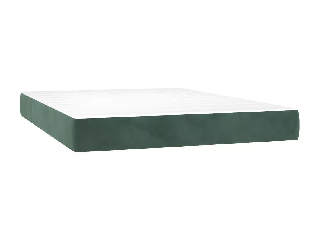Sommier tapissier matelas et LED Vert foncé 140x200 cm Velours