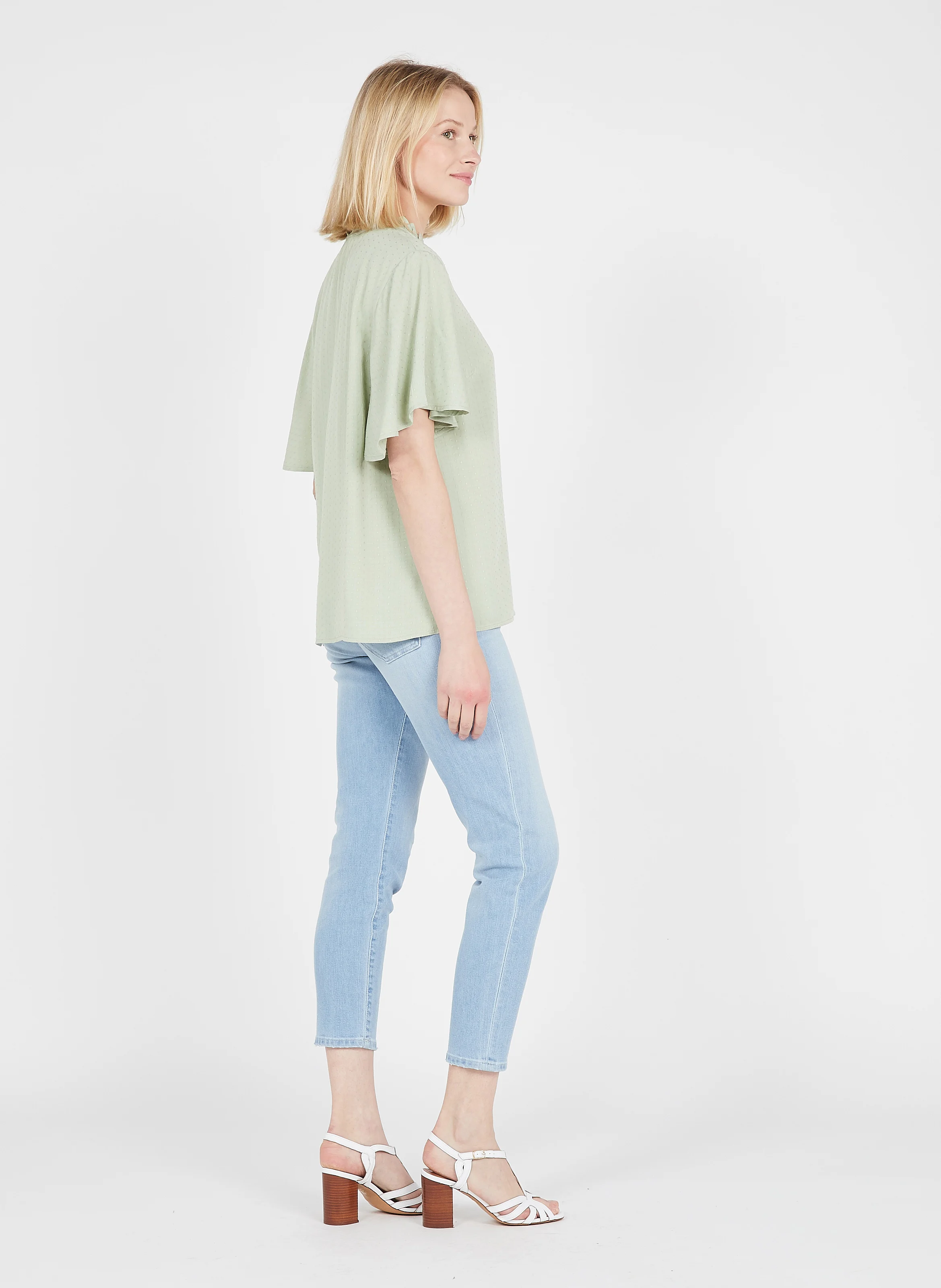 Top col victorien en coton| Beige