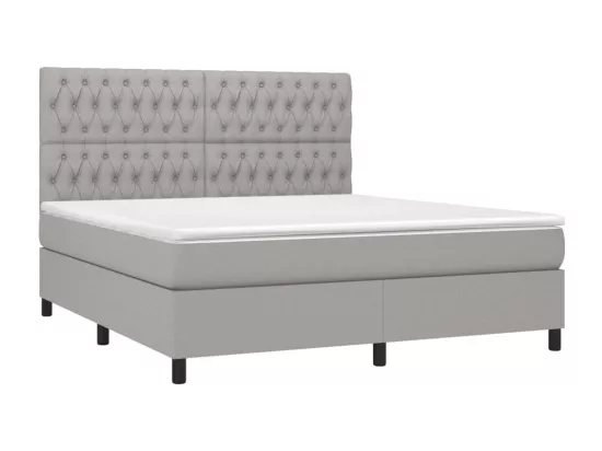 Sommier tapissier et matelas et LED Gris clair 180x200 cm Tissu