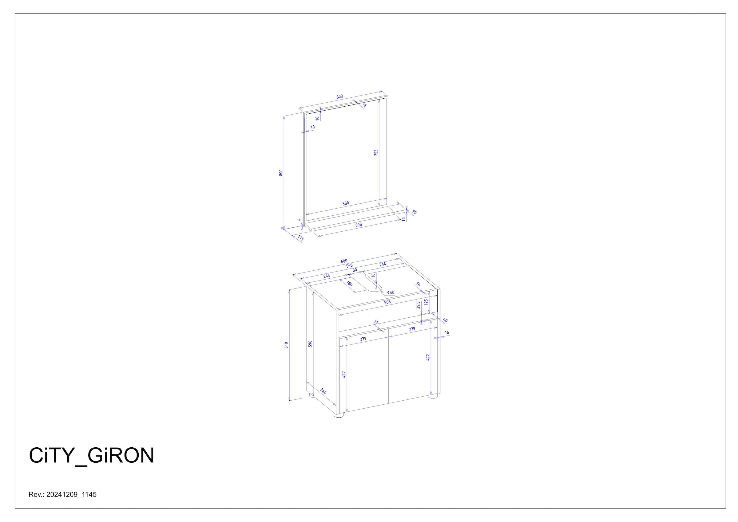 INOSIGN Badmöbel-Set »CITY/ GIRON, Bad im zeitlosen Design, 2-teiliges Badezimmer« Set, 2 Stk. tlg.