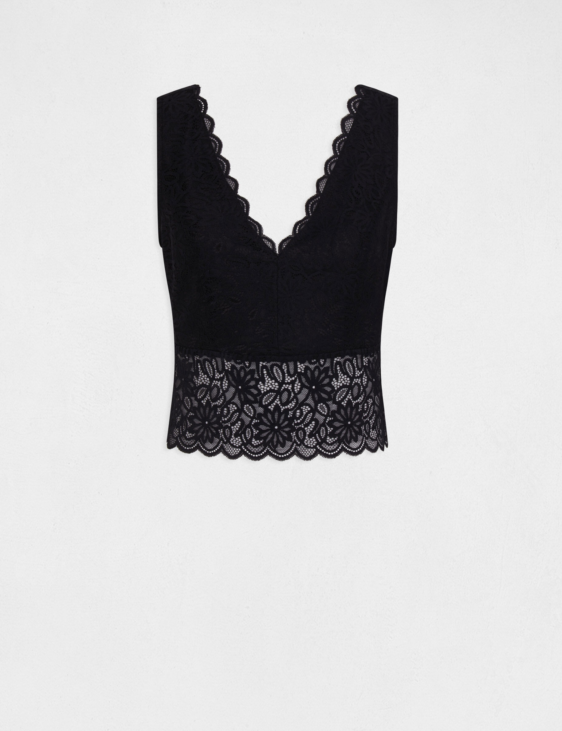 Débardeur bretelles larges à dentelle noir femme - noir