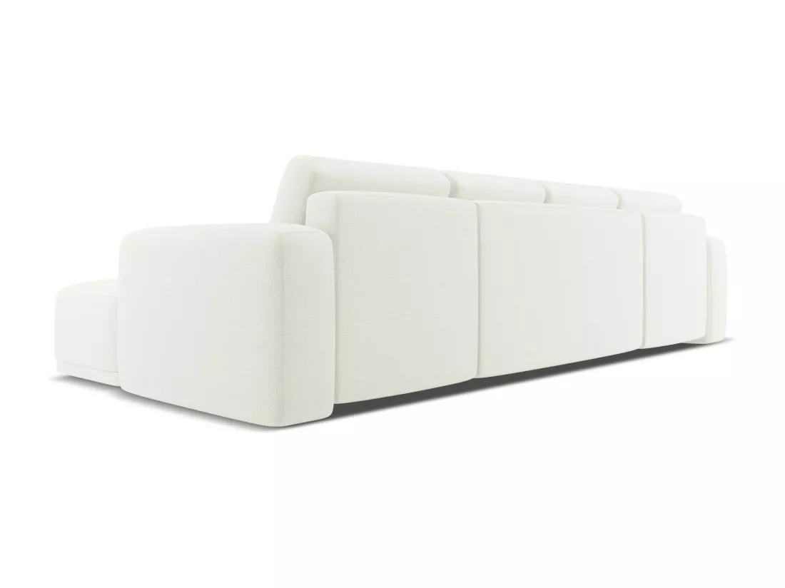 Canapé d'angle panoramique convertible en tissu chenille - blanc - KAILA