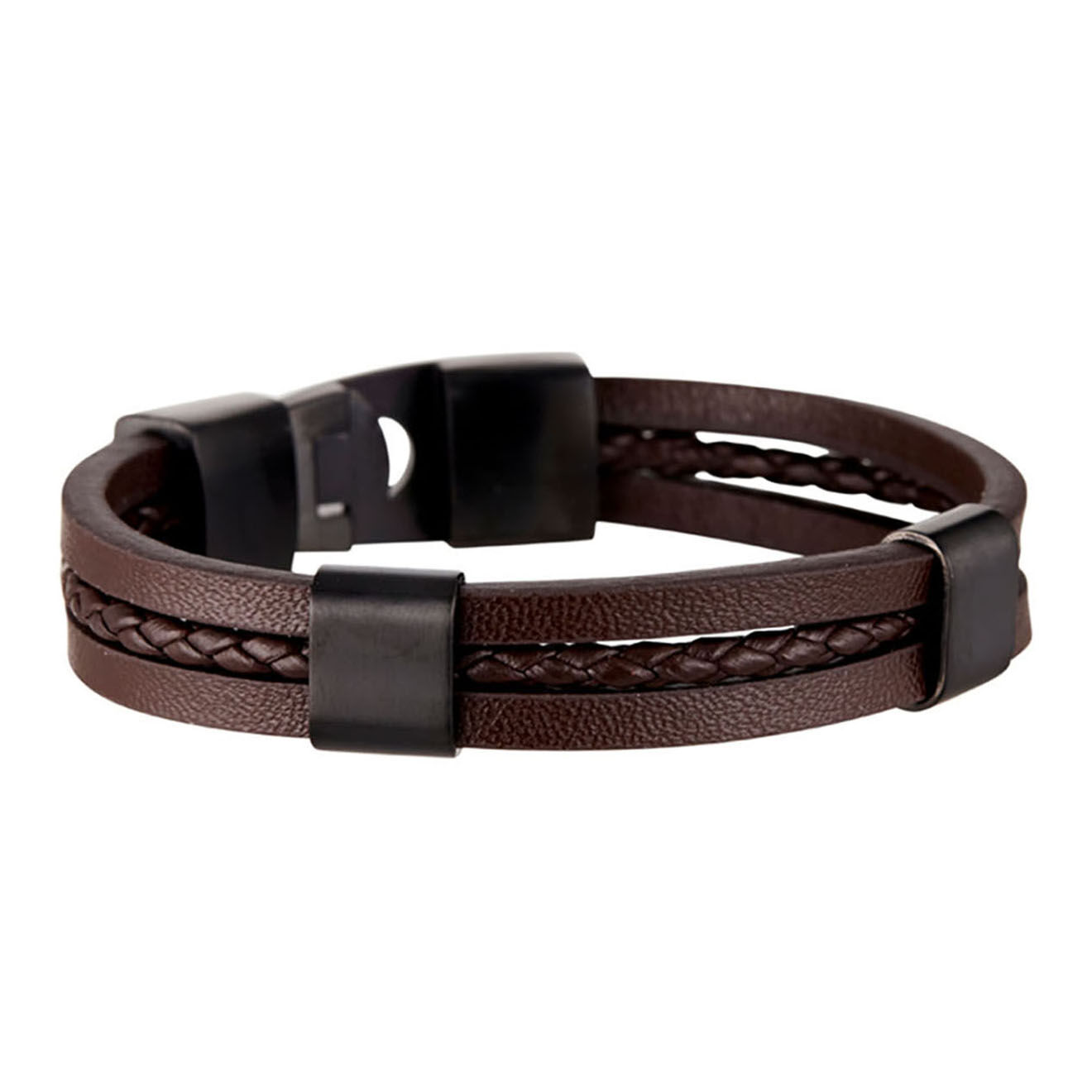 Jacobson Bracelet Max en Acier & Cuir marron