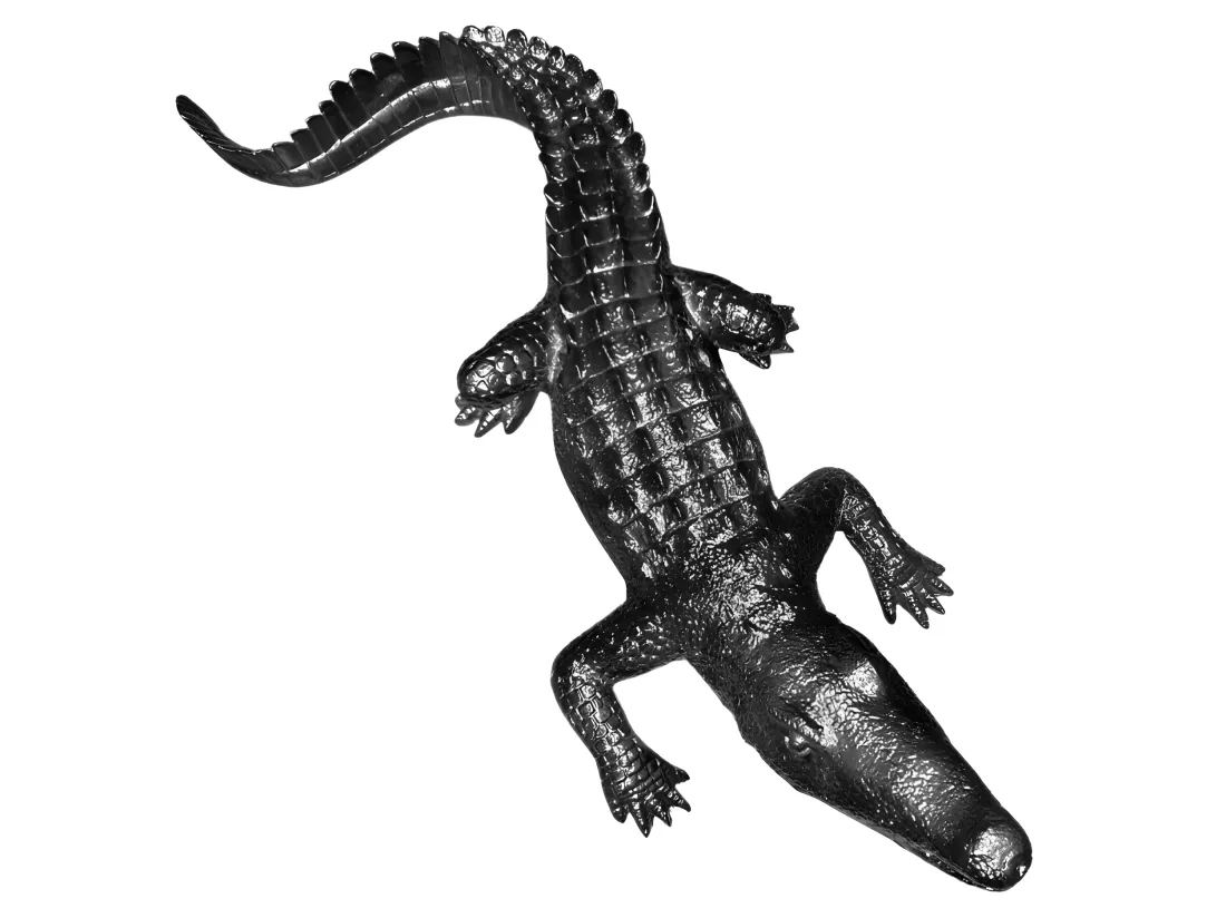 Statue crocodile avec gueule ouverte gris anthracite L69 cm - CROCO