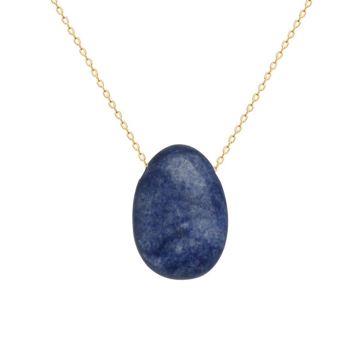 Collier pierre naturelle aventurine couleur bleue et blanche Plaqué OR 750 3 microns