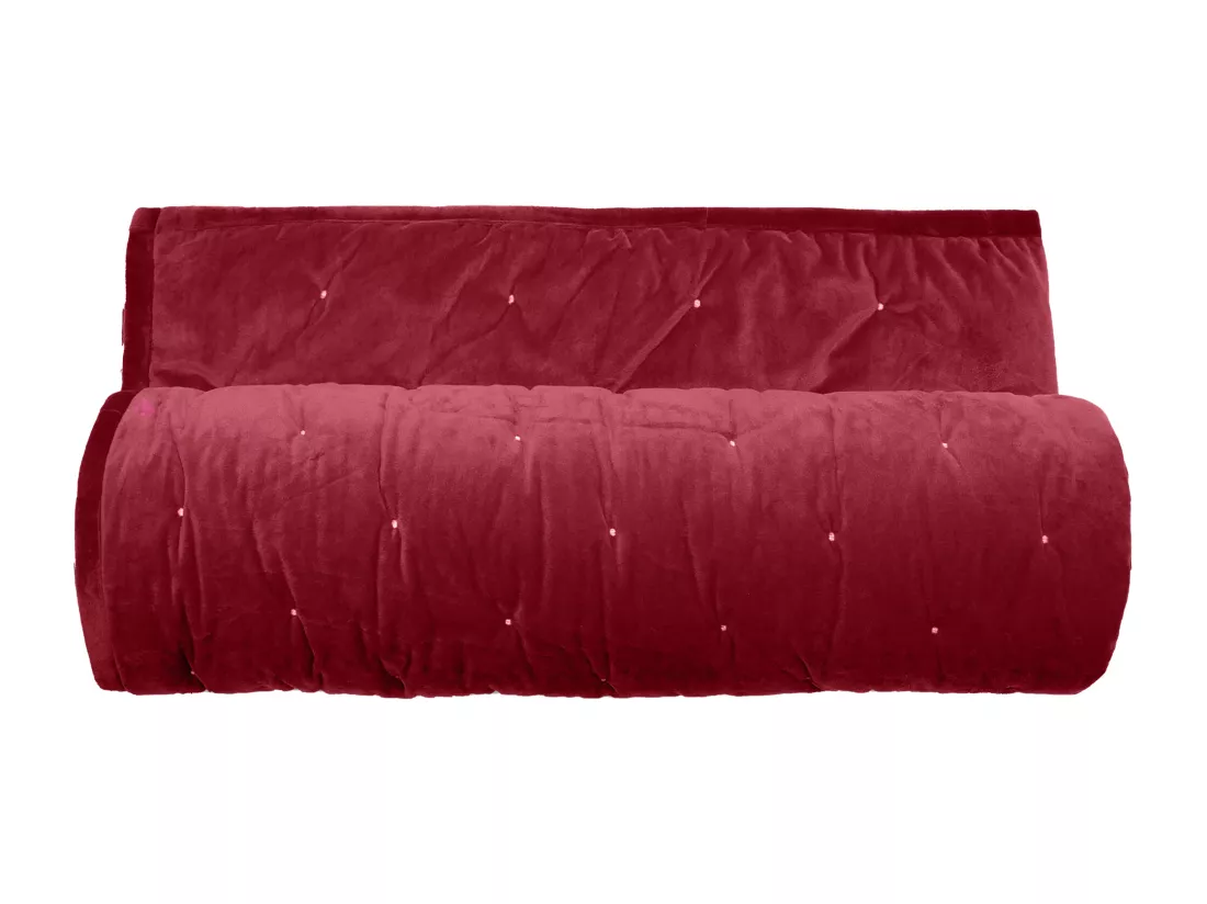 Couvre-lit 180x240 GIPSY velours piquage points brodés rose Pourpre
