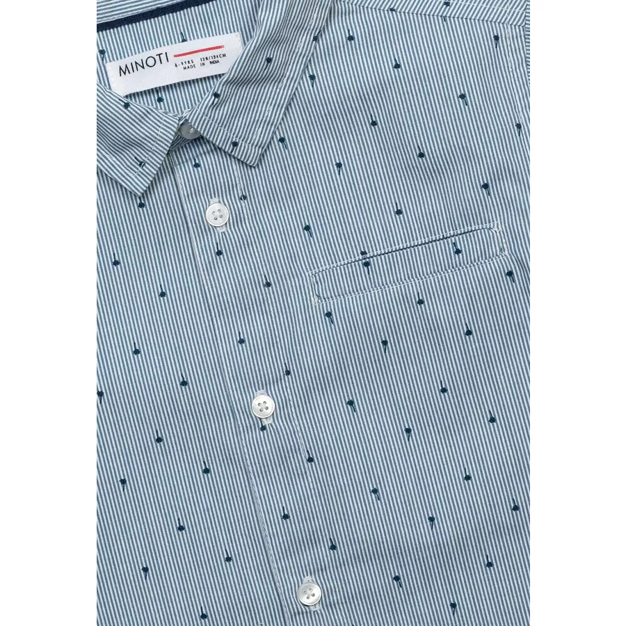 MINOTI Kurzarmhemd mit Palmenprint Hellblau