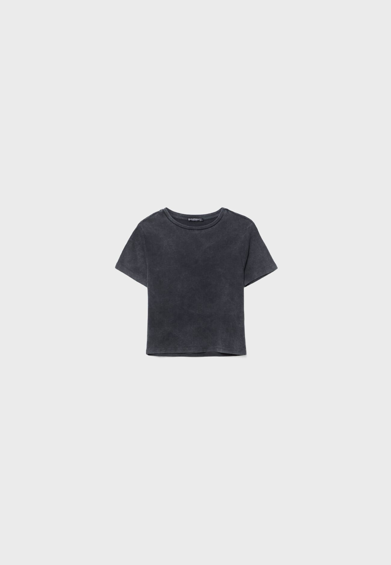 Camiseta cropped de algodão com efeito desbotado