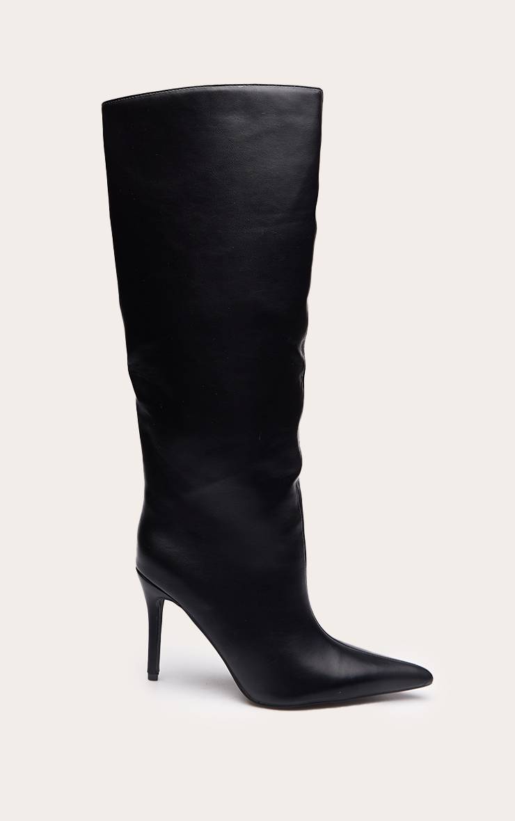 Noir Bottes Hautes À Talons Aiguilles Bout Pointu En Synthétiquecuir