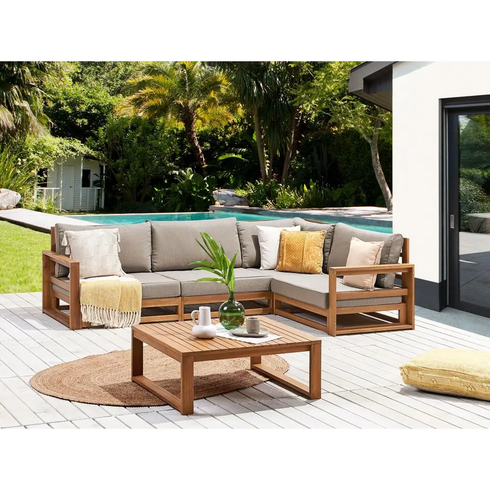 Beliani Loungeset TIMOR - Lichte houtkleur - Acaciahout