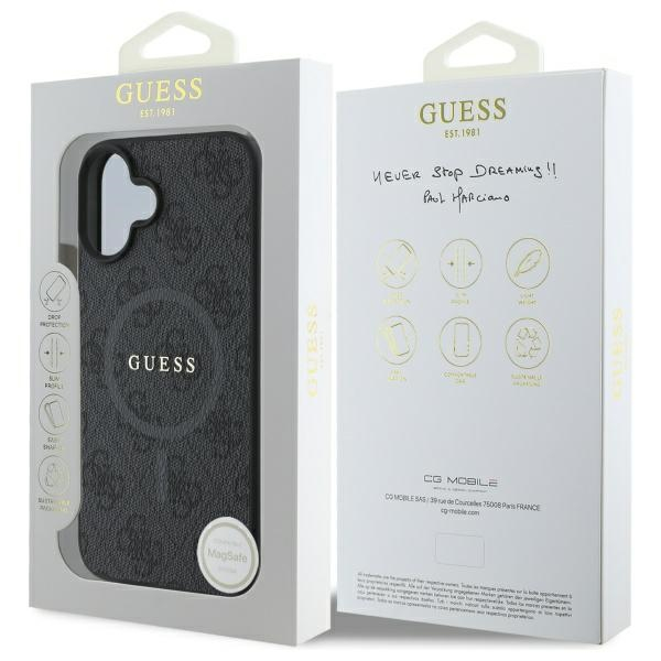 iPhone 16 MagSafe Leder Hardcase Hülle 4G Ring Classic Logo (GUHMP16SG4GFRK) - Schwarz