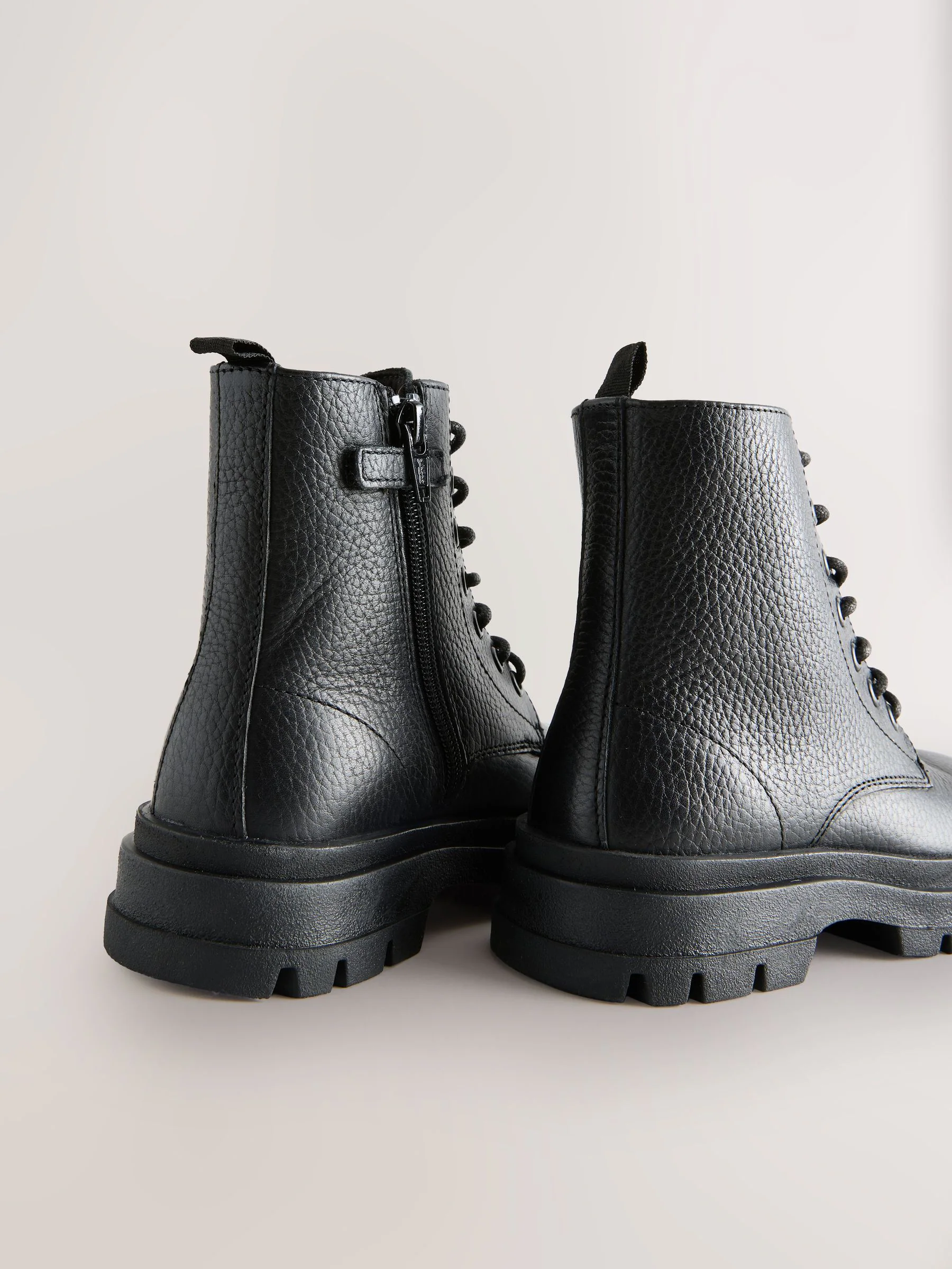 Zwart - Lace Up Leather Boots