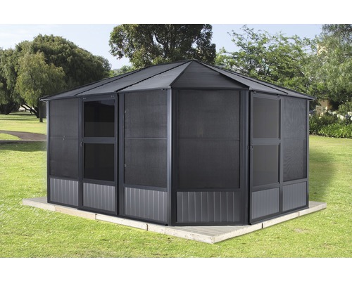 SOJAG Charleston 12x15 paviljoen met wandelementen en klamboe 472x367 cm antraciet