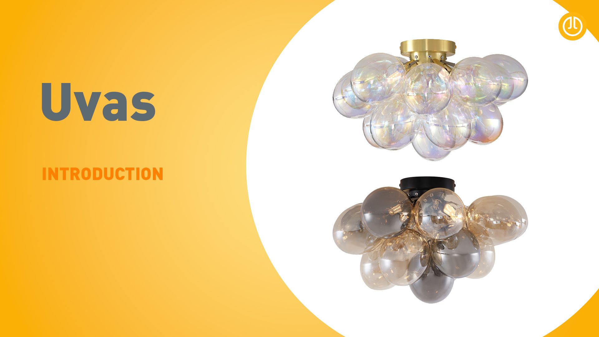 Design plafondlamp messing met regenboog glas 4-lichts - Uvas