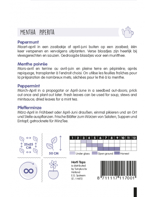 Hortitops Pepermunt - Kruidenzaden - 100 g