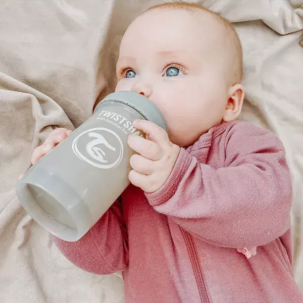 Mamadeira anticólica Twistshake para bebês, cinza pastel, +0 meses, 180ml
