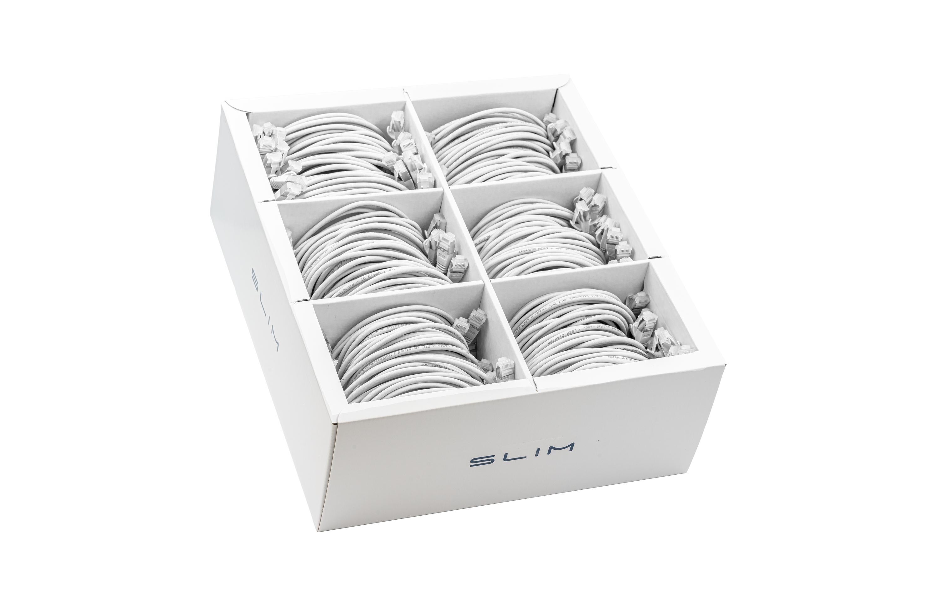 Slimpatchkabel RJ-45, Cat 6A, U/FTP, 1 m, Weiss, 90-Pack<br>SLIM Multipack, 90x 1.0m KAT6A Patchkabel, weiss