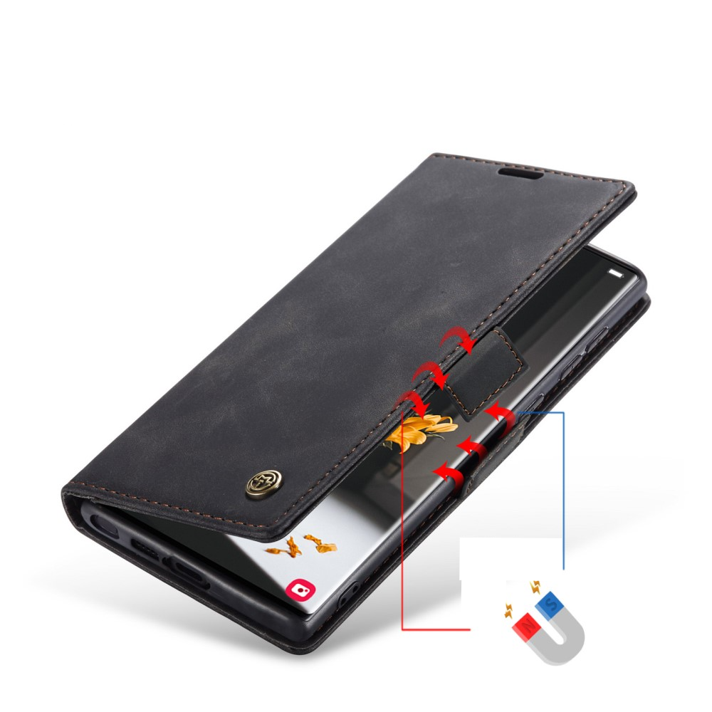 Samsung Galaxy S23 Ultra 5G Leder Tasche Flip Wallet Etui mit Kartenfächern - Schwarz