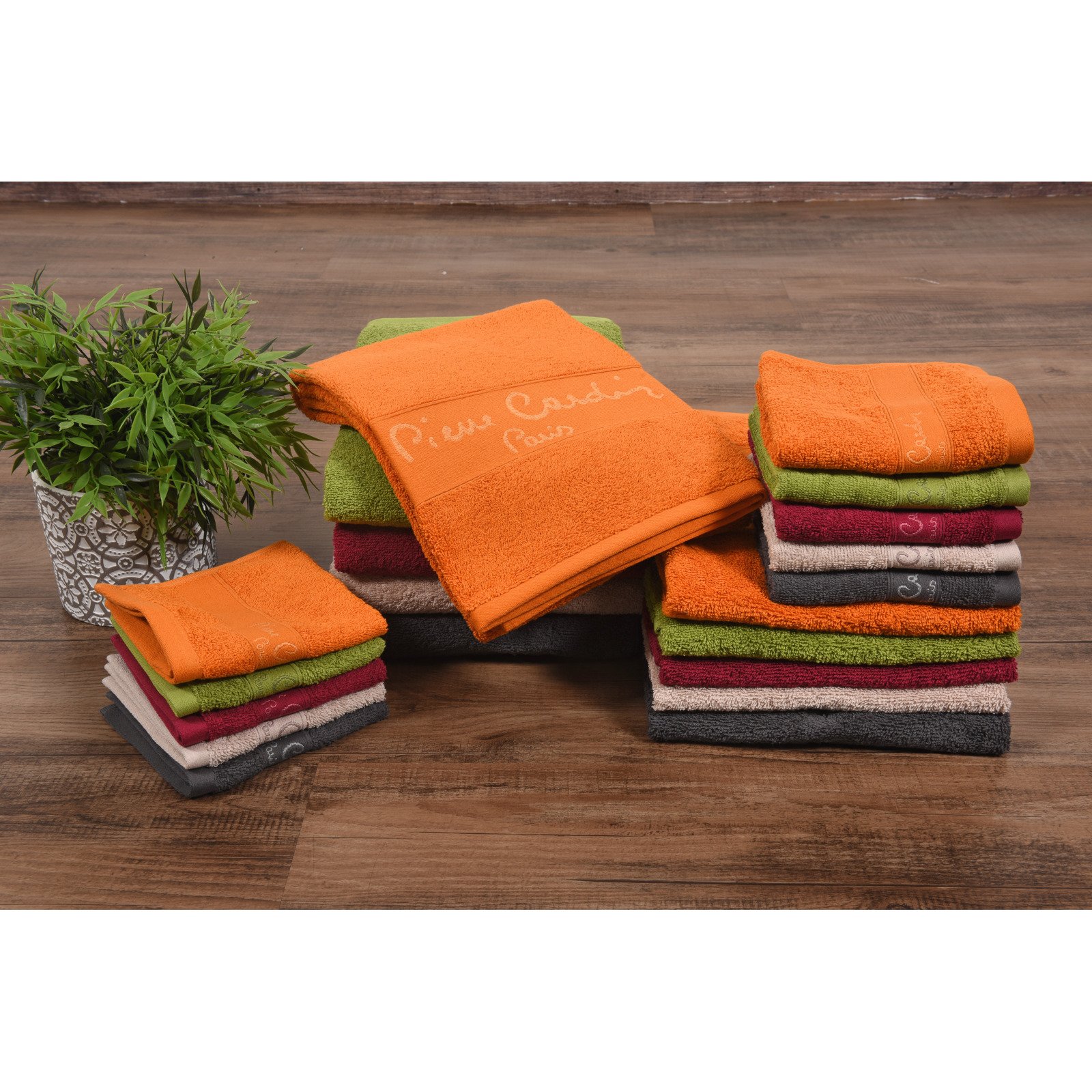 Pierre Cardin Waschlappen Frottee 30 x 30 cm mit Stickerei anthrazit