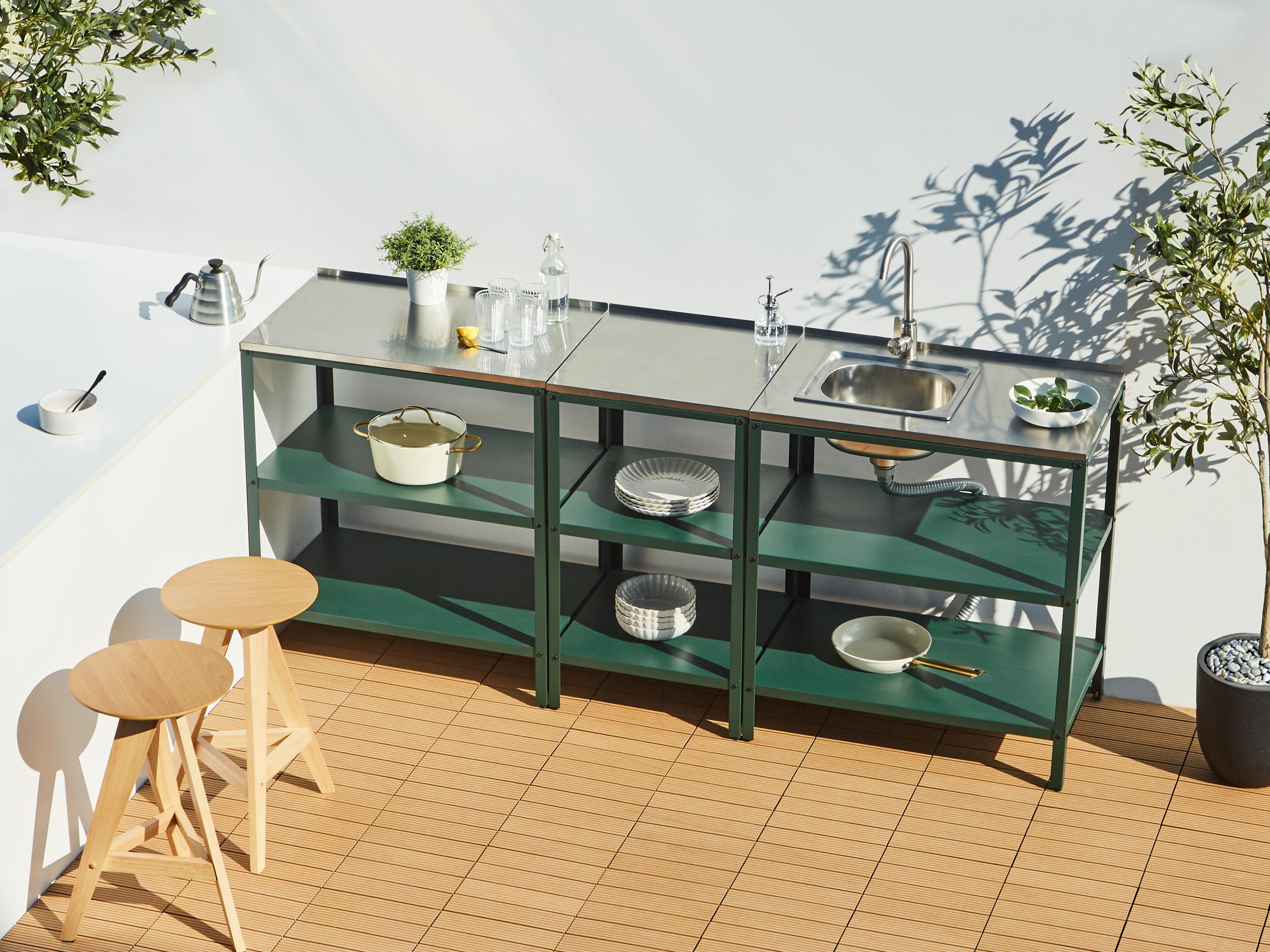 Tuin keukenset 3-delig met spoelbak VILAMA Metaal Groen