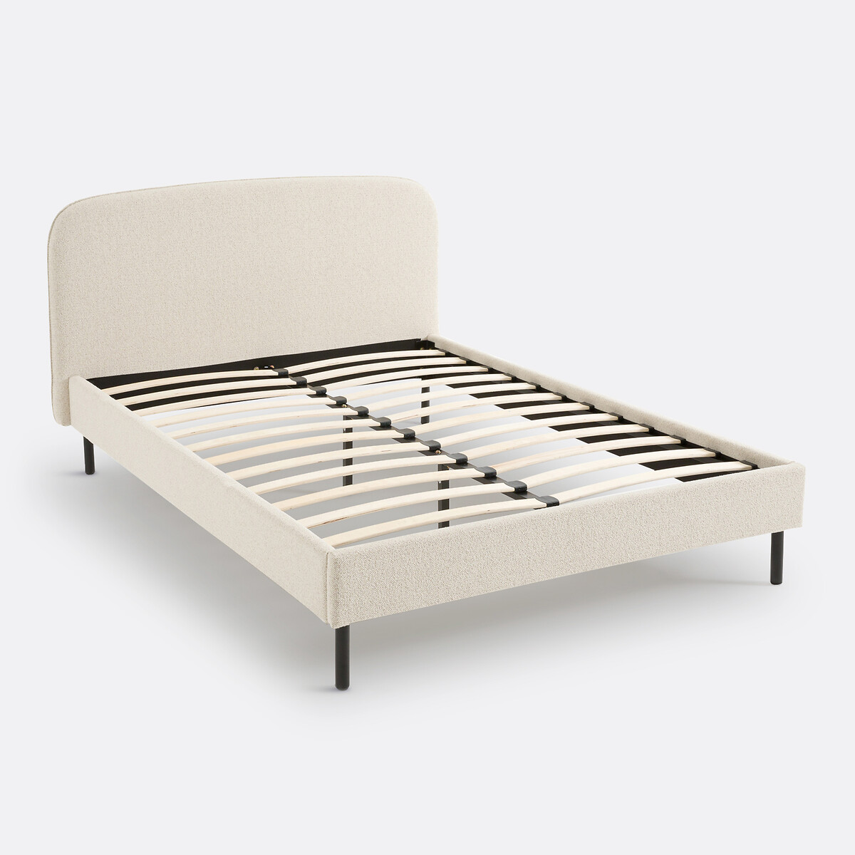 LA REDOUTE INTERIEURS<br>Cama estofada em tecido bouclette, com base de ripas, Conto
