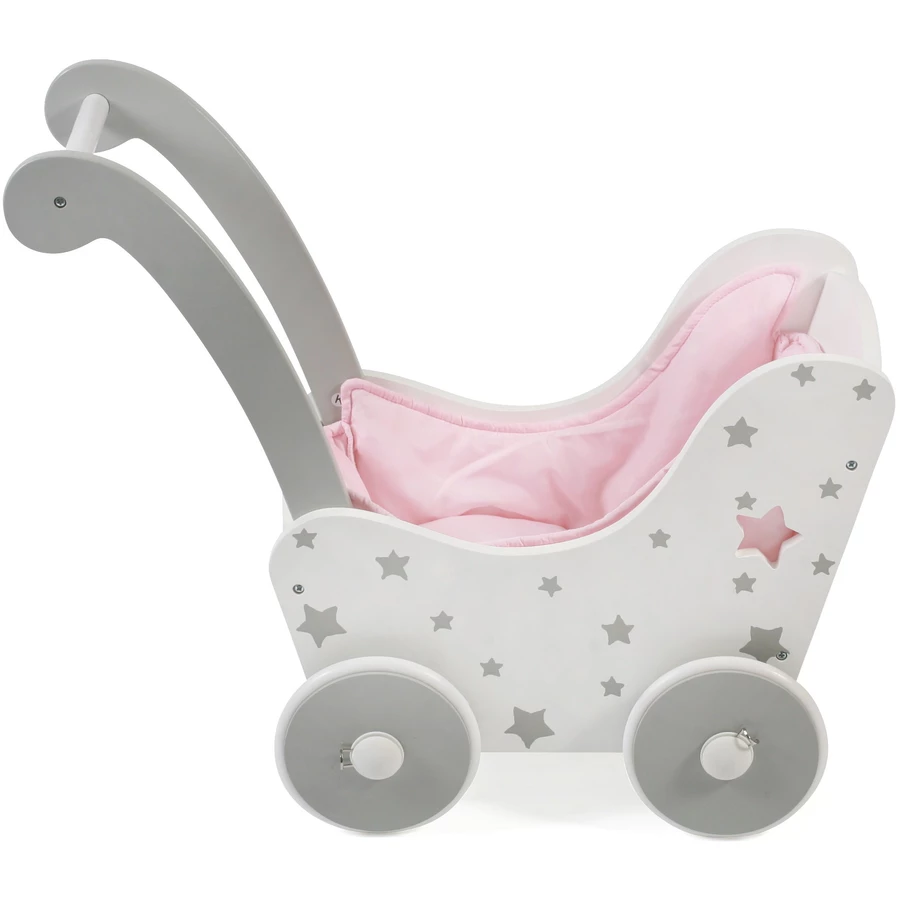 BAYER CHIC 2000 Holz-Puppenwagen Stars grau