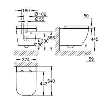 Grohe hangend toilet Ceramic met softclose wc bril