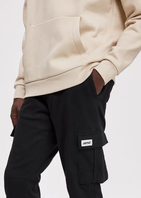 Twill cargobroek zwart (ZWART)